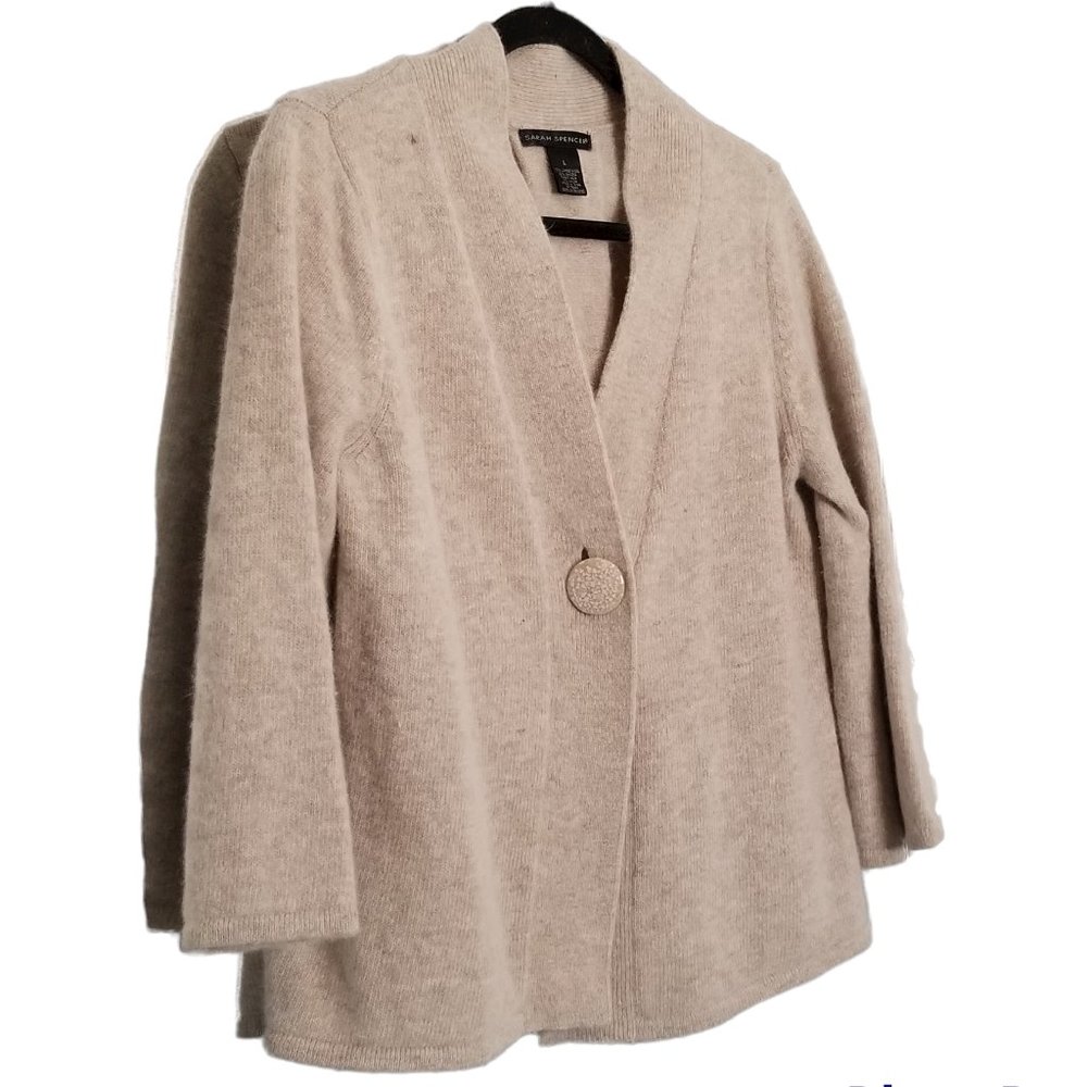 Sarah Spencer Lambs Wool Angora Sweater Cardigan, Size L